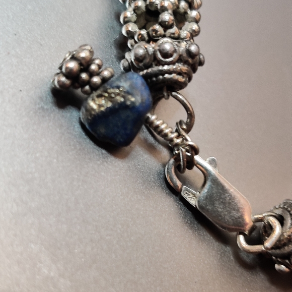 Vintage Modernist Ethnic Tribal Bracelet w/Lapis - Picture 2 of 9